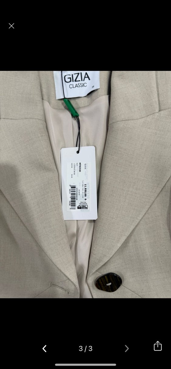 Gizia Bej Düğmeli Kadın Blazer Ceket - Görsel 3