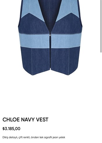 Gisele Lacivert Denim Yelek - Görsel 3