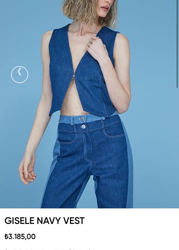 Gisele Lacivert Denim Yelek - Görsel 2