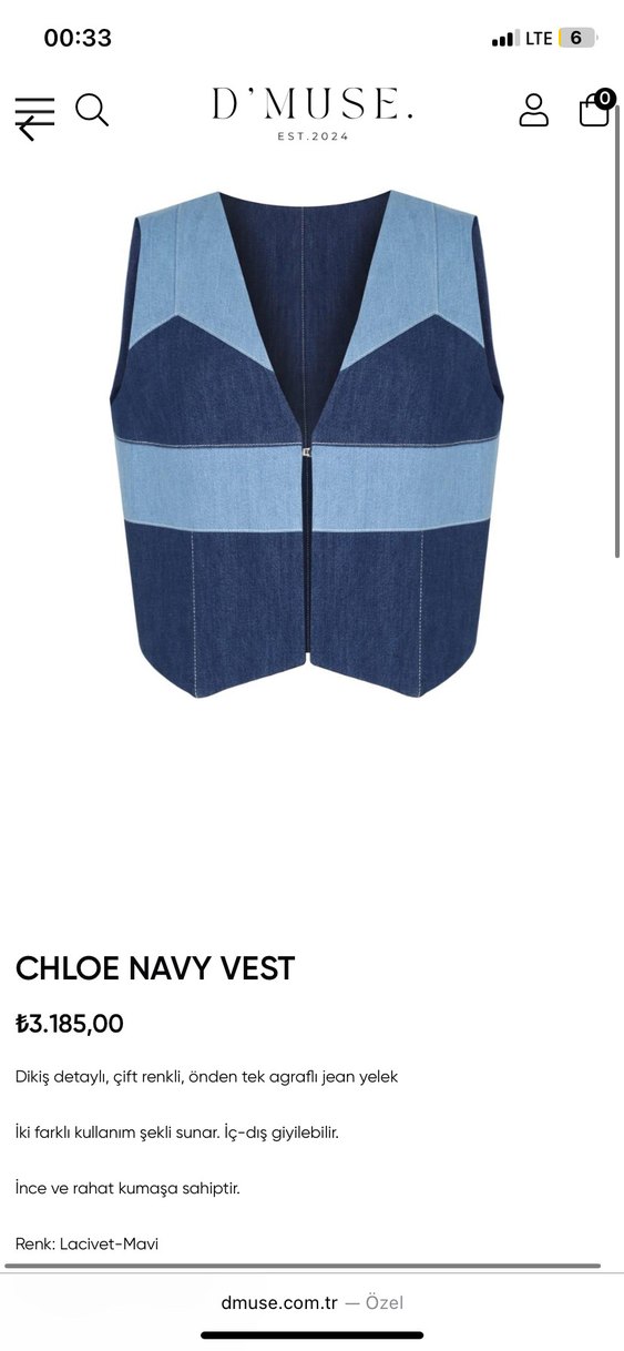 Gisele Lacivert Denim Yelek - Görsel 3