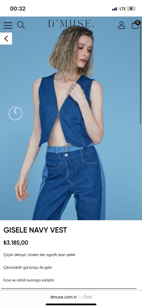 Gisele Lacivert Denim Yelek - Görsel 2