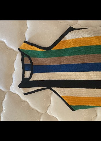 Çok Renkli Çizgili Uzun Örgü Elbise - Görsel 2