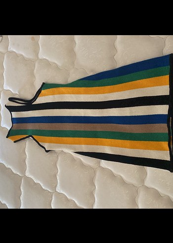 Çok Renkli Çizgili Uzun Örgü Elbise - Görsel 3