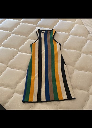 Çok Renkli Çizgili Uzun Örgü Elbise - Görsel 4