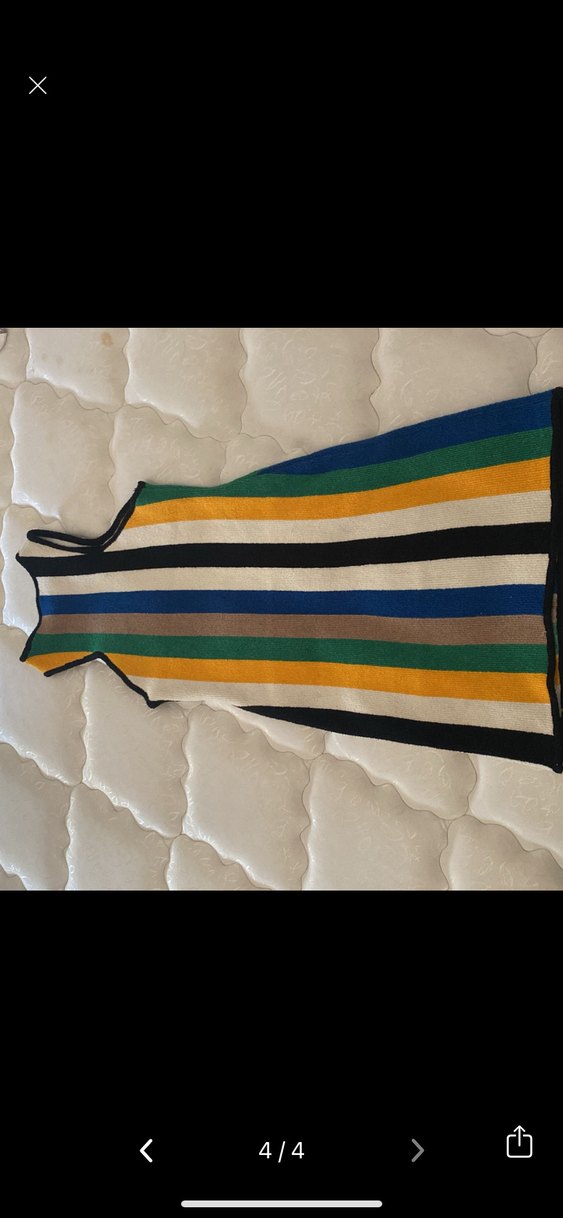 Çok Renkli Çizgili Uzun Örgü Elbise - Görsel 3