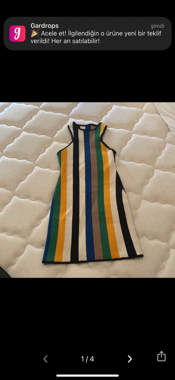 Çok Renkli Çizgili Uzun Örgü Elbise - Görsel 4