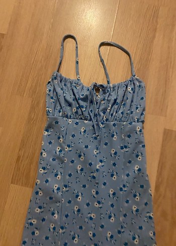 Mavi İp Askılı Bohem Uzun Elbise - Görsel 2