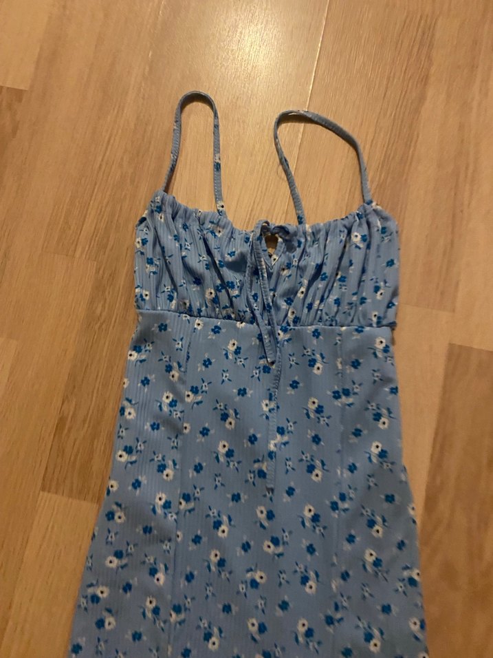 Mavi İp Askılı Bohem Uzun Elbise - Görsel 2