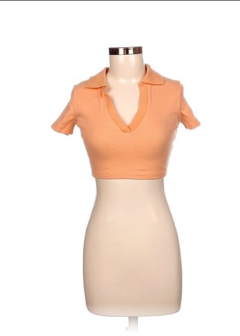 Bej Kısa Kollu Crop Top