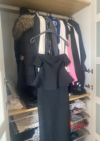 Massimo Dutti Siyah Straplez Midi Elbise