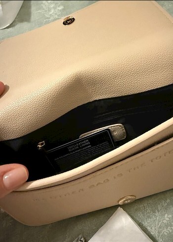 Beden camel Renk Bej Deri Fermuarlı Kadın Clutch Çanta