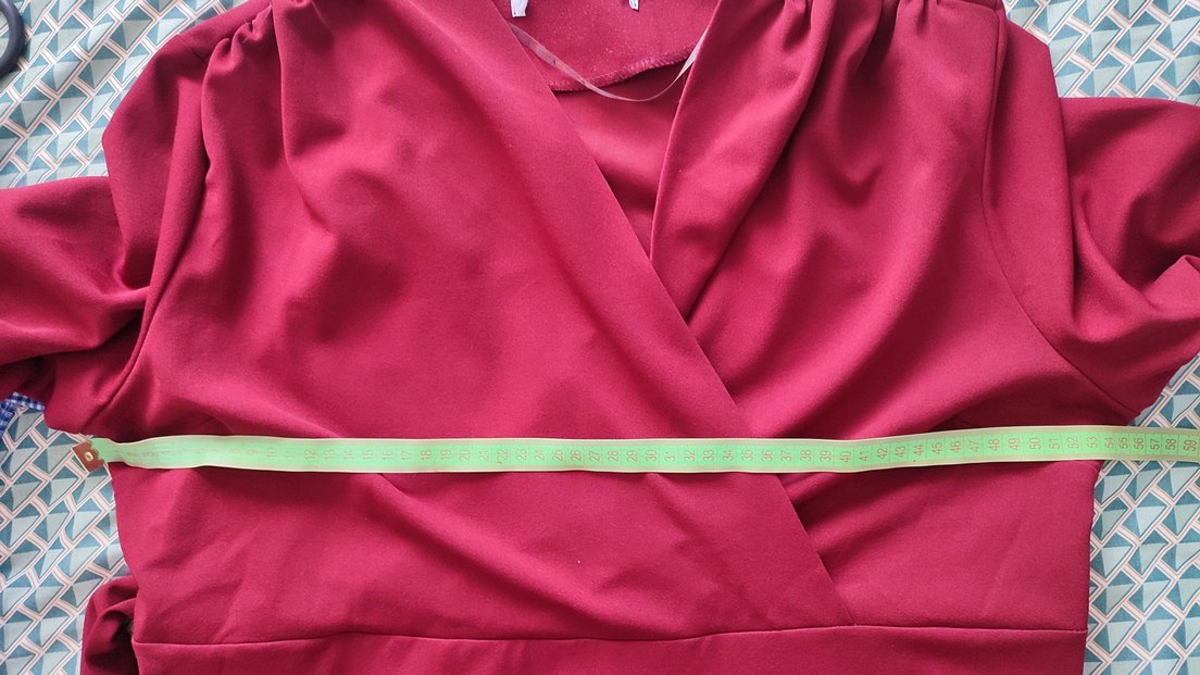 Bordo Uzun Kollu Kruvaze Yaka Elbise - Görsel 5