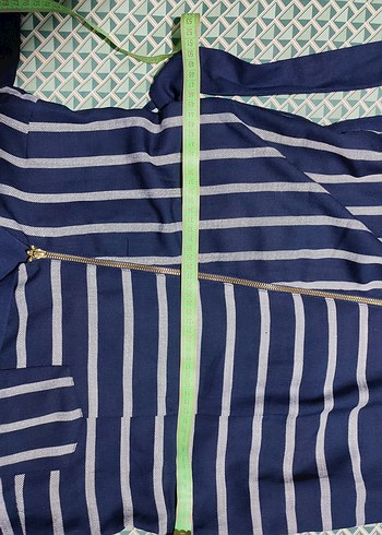 Çizgili Lacivert Elbise - Görsel 5