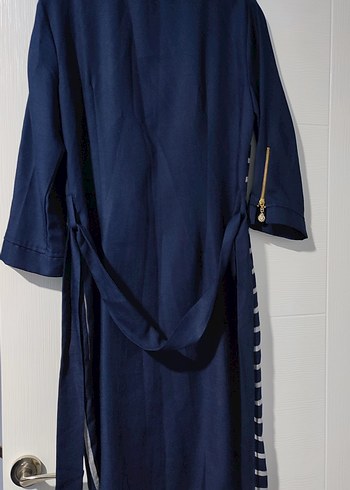 Çizgili Lacivert Elbise - Görsel 3