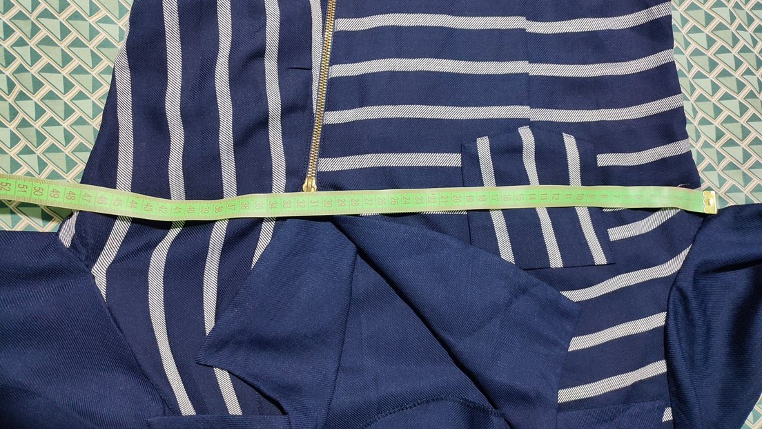 Çizgili Lacivert Elbise - Görsel 4