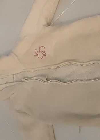 Nakışlı Krem Peluş Kız Bebek Tulumu - Görsel 7