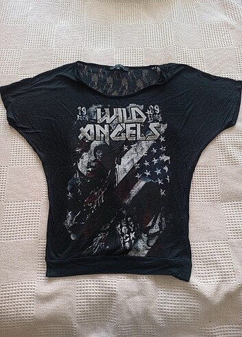 m Beden siyah Renk Dökümlü T-shirt Dantelli