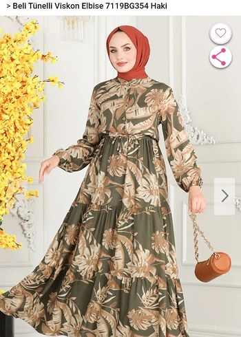 Bohem Tarz Khaki Uzun Elbise