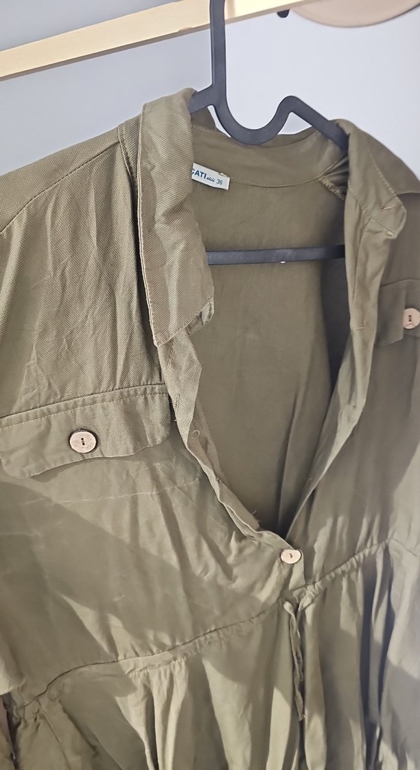 Düğmeli Keten Hamile Midi Ceket - Görsel 2