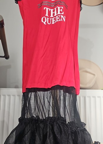 Kız Çocuk Straplez Kırmızı Gotik Elbise - Görsel 2