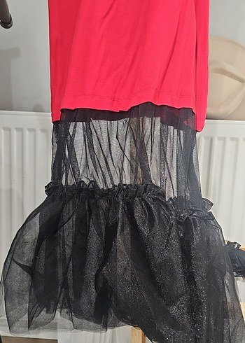 Kız Çocuk Straplez Kırmızı Gotik Elbise - Görsel 3