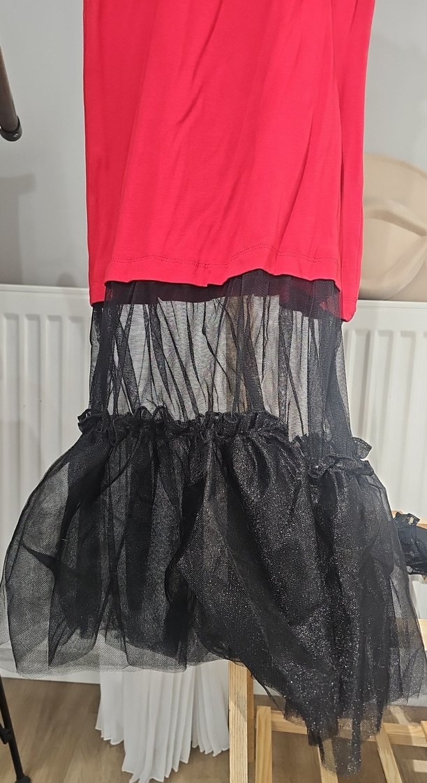 Kız Çocuk Straplez Kırmızı Gotik Elbise - Görsel 3