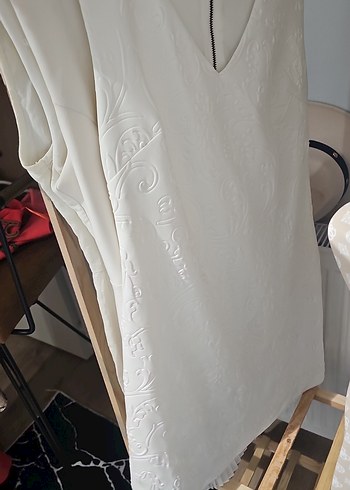 Beyaz V Yaka Dantel Detaylı Hamile Tunik - Görsel 6