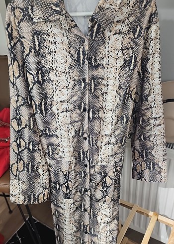 Yılan Desenli Uzun Hamile Kabanı - Görsel 6