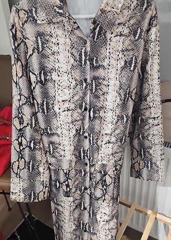 Yılan Desenli Uzun Hamile Kabanı - Görsel 7