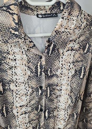 Yılan Desenli Uzun Hamile Kabanı - Görsel 8