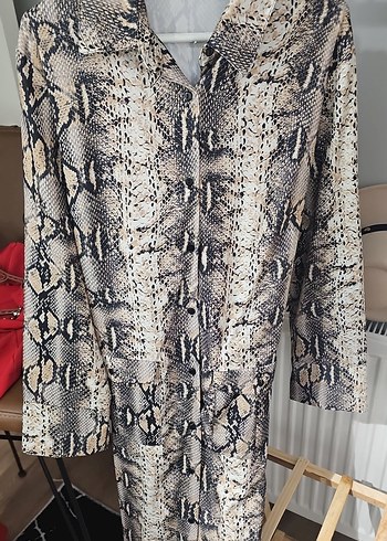 Yılan Desenli Uzun Hamile Kabanı - Görsel 5