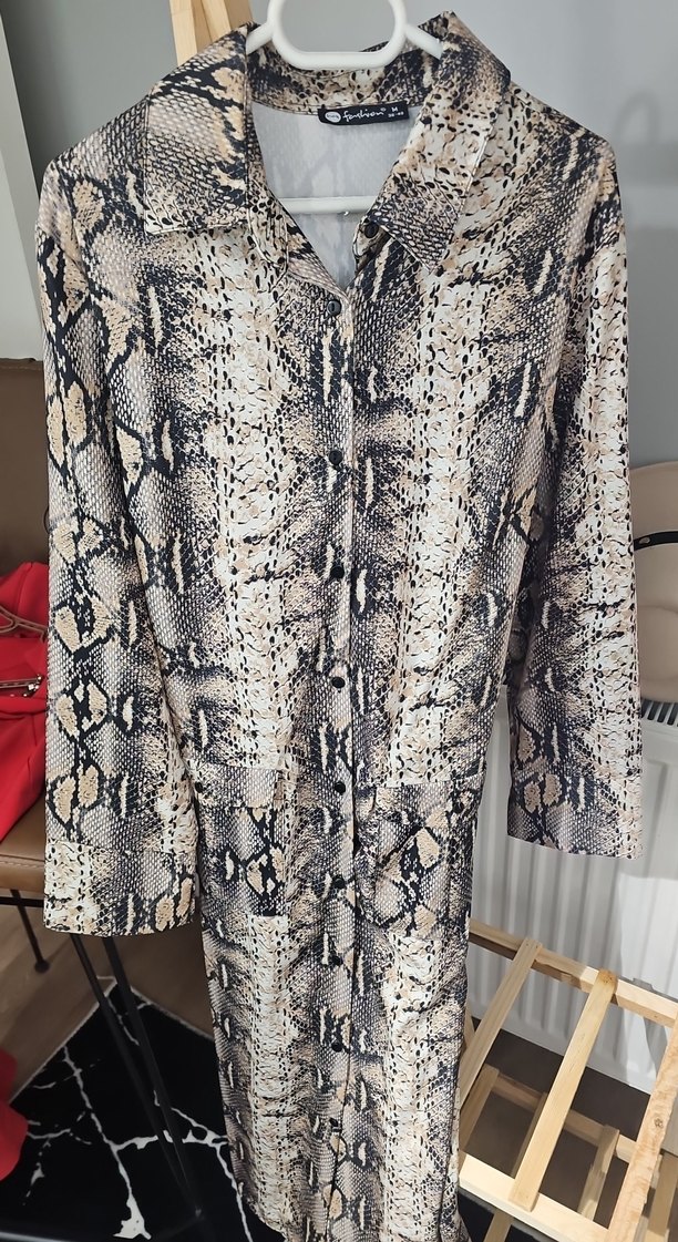 Yılan Desenli Uzun Hamile Kabanı - Görsel 3