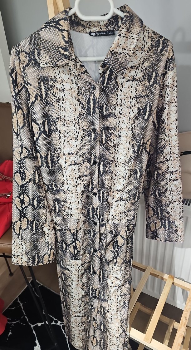 Yılan Desenli Uzun Hamile Kabanı - Görsel 4