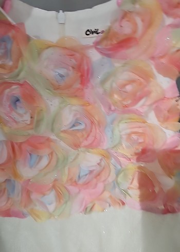 Çok Renkli Kız Elbisesi Fırfırlı Detaylı - Görsel 3