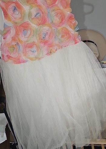 Çok Renkli Kız Elbisesi Fırfırlı Detaylı - Görsel 4