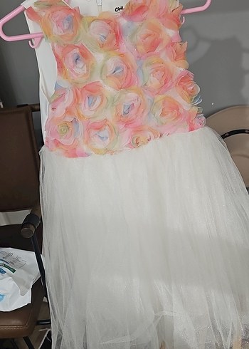 Çok Renkli Kız Elbisesi Fırfırlı Detaylı - Görsel 5