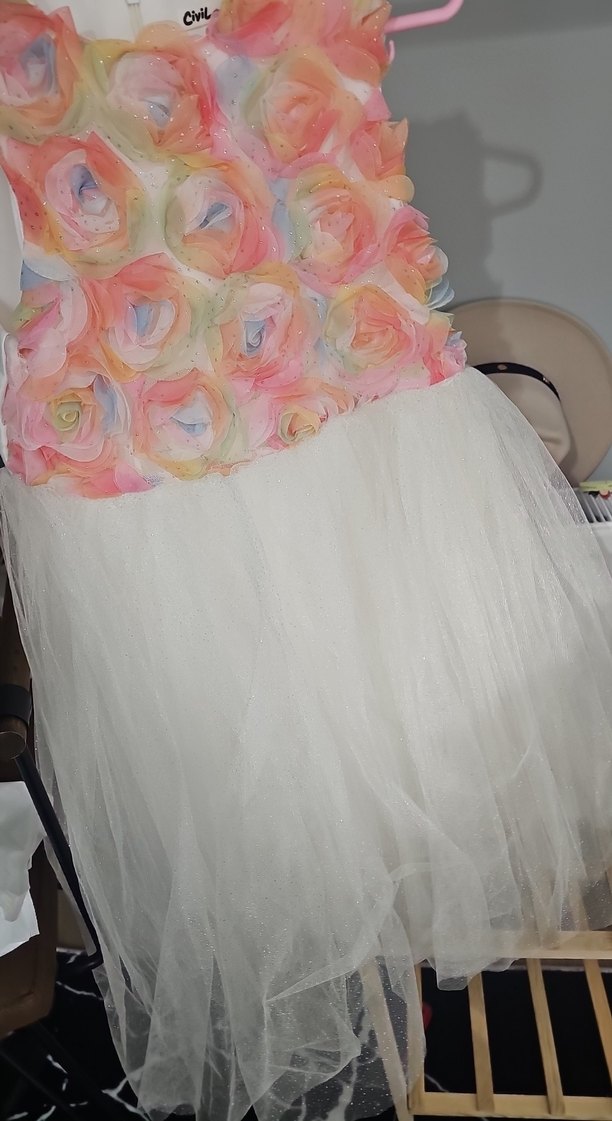 Çok Renkli Kız Elbisesi Fırfırlı Detaylı - Görsel 4