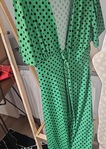 Yeşil Puantiyeli V Yaka Hamile Bluzu - Görsel 4