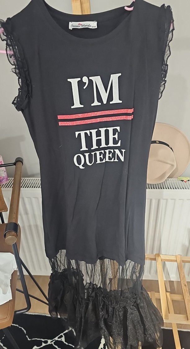 Siyah Uzun , Fırfırlı, Baskılı - Görsel 5