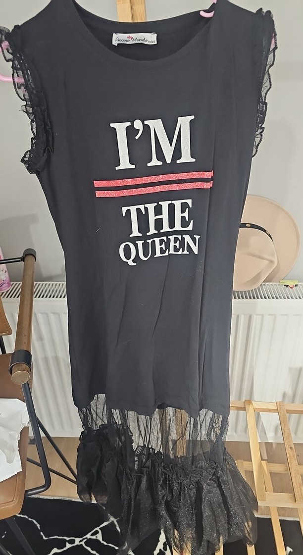 Siyah Uzun , Fırfırlı, Baskılı - Görsel 2