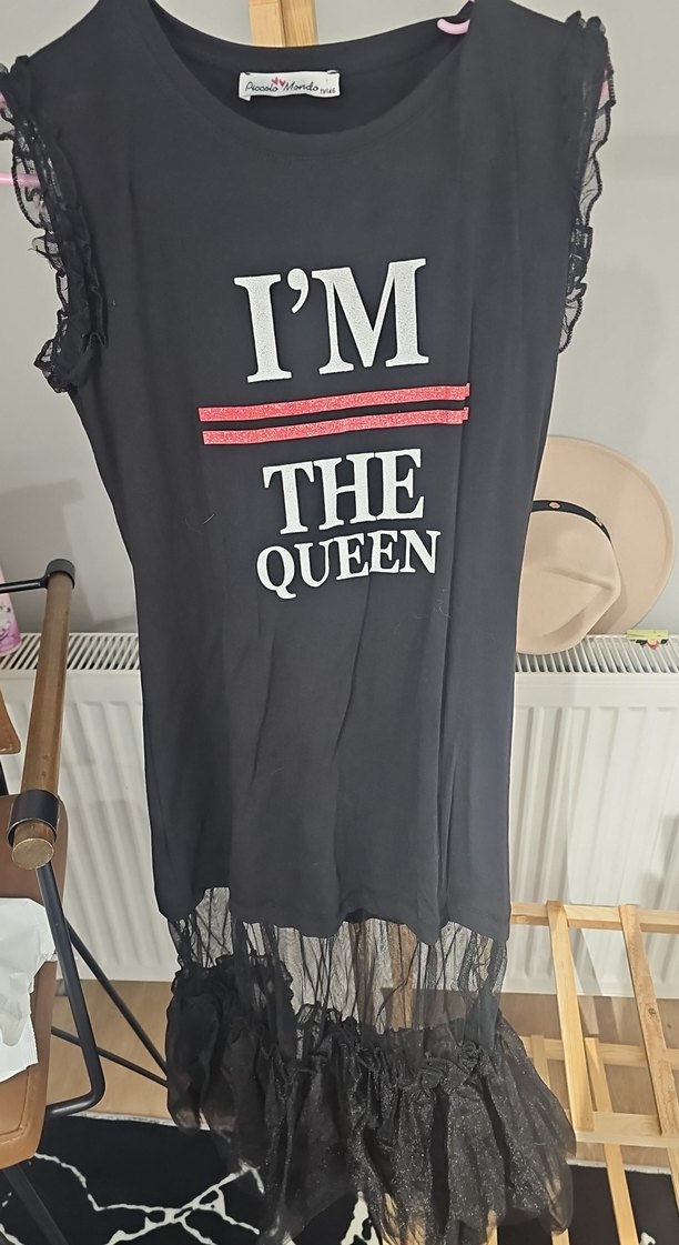 Siyah Uzun , Fırfırlı, Baskılı - Görsel 4