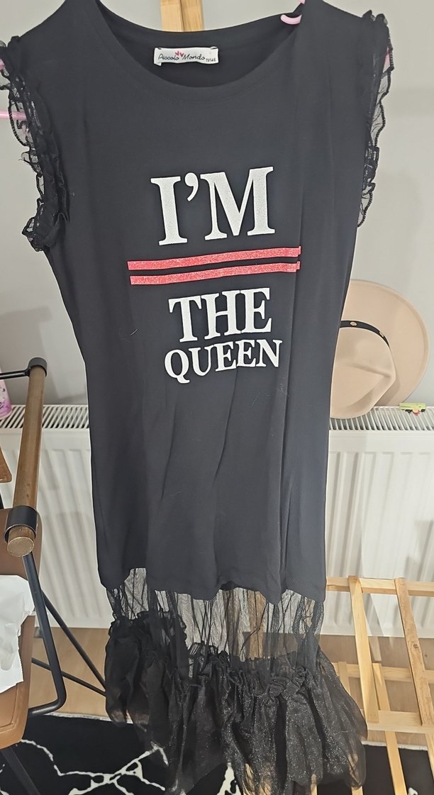 Siyah Uzun , Fırfırlı, Baskılı - Görsel 3