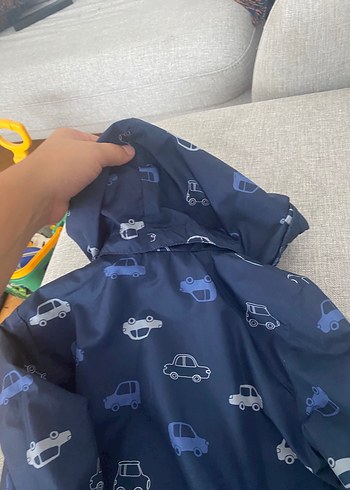 24-36 Ay Beden mavi Renk Erkek Çocuk Mavi Baskılı Fermuarlı Yağmurluk