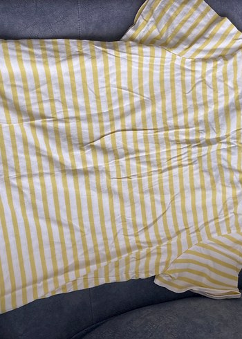 American Vintage Sarı Çizgili V Yaka Kadın Tişört vintage