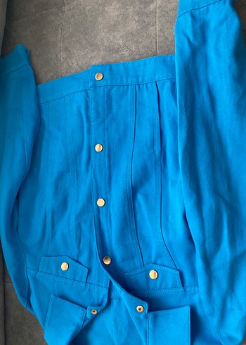 m Beden mavi Renk Düğmeli Mavi Kadın Denim Ceket