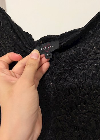 Diğer Dantel İşlemeli Siyah Midi Straplez Elbise