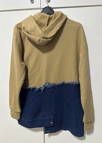 42 Beden kahverengi Renk Kapüşonlu, Fermuarlı, Baskılı Kadın Sweatshirt