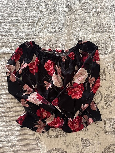 Gül Desenli Şifon Bluz S Uzun Kollu - Görsel 2