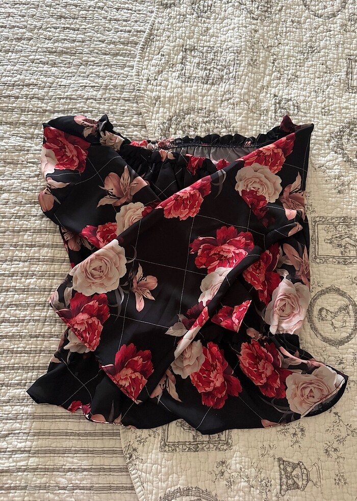 Gül Desenli Şifon Bluz S Uzun Kollu - Görsel 3