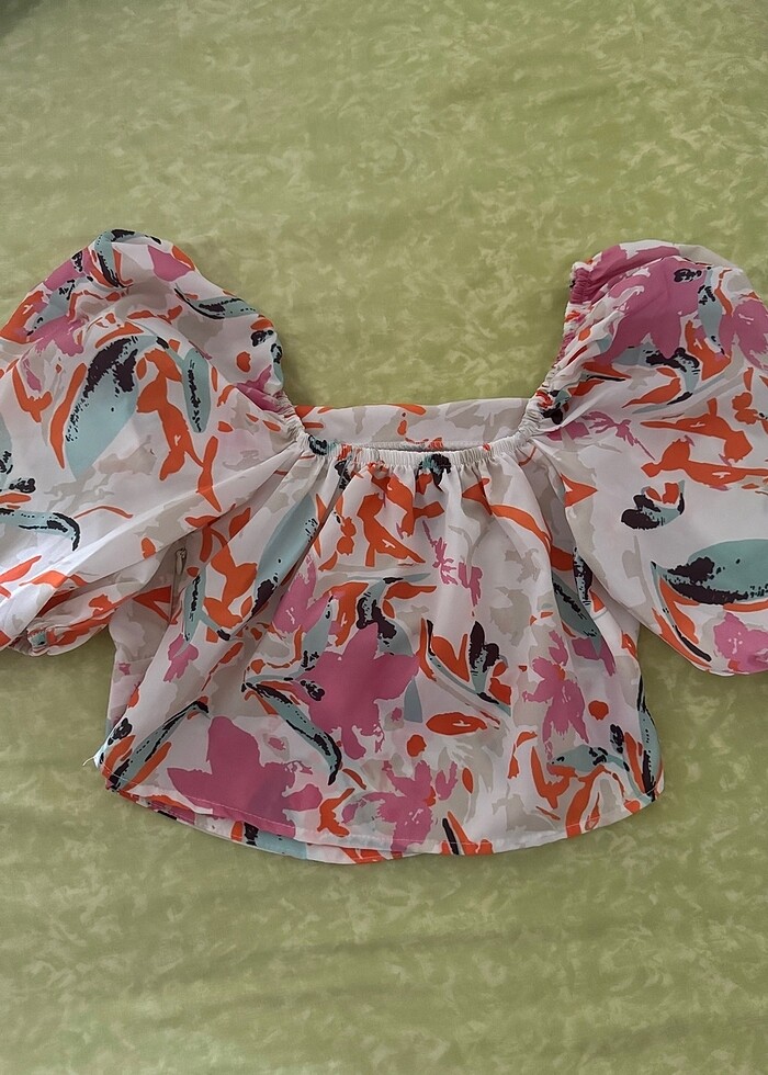 Çok Desenli Şifon Bluz Kısa - Görsel 4